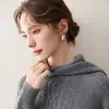 Suéter de Lã com Capuz Gola Alta Trançado Tridimensional Fio Cashmere Frost Moon Narrativa Suave com Cordão de Franja Outono Inverno Hoodie de Tricô