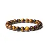 Pulsera Popular Transfronteriza Temu Xiyin Tk Piedra Ojo de Tigre Turquesa Piedra Volcánica Imagen Ágata Negra Pulsera Ojo de Tigre Azul