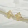 Pendientes cuadrados geométricos de moda coreana con microincrustaciones de circonita y diamantes completos para mujer, aguja de plata S925, pendientes de lujo con temperamento, joyería para orejas