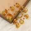 Pendientes de Acero Inoxidable de Moda con Forma de C de Doble Capa Transfronterizos para Mujer Pendientes de Botón Simples Versátiles de Acero de Titanio de Gama Alta al por Mayor