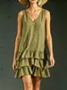 Verão 2026 Novo Amazon Europeu e Americano Transfronteiriço Vestido Sexy de Gola V Moda Feminina Patchwork Sem Mangas