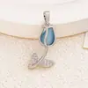 Colgante de Tulipan con Piedra Ojo de Gato para Mujer, Diseño de Nicho, Versátil y de Gama Alta, Accesorios para Joyería DIY que No se Desvanecen