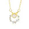 Collar de Corona Estilo Coreano Estilo Fresco para Mujer Plata S925 Lazo Flor Collar de Flores Diseño Nicho Cadena Clavicular