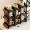 Suporte de Armazenamento para Máquina de Café Mesa de Exibição Gaveta de Mesa Suporte para Xícaras de Chá Xícaras de Água Caixa de Armazenamento para Saquinhos de Chá Cozinha Bar