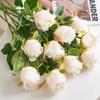 Buquê Simulado de Rosa Búlgara Decoração com Flores Artificiais Estilo Europeu Decoração com Flores de Plástico Flor de Seda Decoração para Sala de Estar Mesa de Jantar