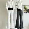 Pantalones acampanados de lunares para mujer, nuevo estilo coreano de otoño e invierno, holgados y fluidos, con detalle de cinturilla, efecto adelgazante y diseño bordado de pierna ancha