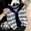 ¡Un disparo real! ¡Un disparo real! Conjunto de dos piezas de punto vintage a rayas de manga larga para mujer Otoño/Invierno 2026