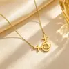 Colar Minimalista de Aço Titânio com Símbolo de Gênero para Casal Transfronteiriço, Lesbianas, Joia Dourada Versátil e Estilosa