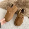 Sapatos de Algodão Birkenstock Retrô Feminino Inverno Mais Veludo 2026 Novo Slip-on Solado Grosso Aumento de Altura Cabeça Grande Sapatos de Pão Botas de Neve