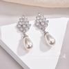 Nuevos Pendientes Europeos y Americanos Verdes Nano Incrustados, Elegantes y con Estilo, Pendientes de Moda Nicho Largos con Perlas de Gota de Agua Chapados en Negro