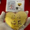Bolo Shuibei Coração Dourado 520 Dia dos Namorados Bolo de Ouro Puro 999 520Mg Formato de Coração Ornamento Criativo Presente