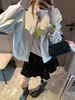 Moqie Songchi Bloco Estilo Coreano Gola Redonda Simples Solta Versátil Petite Jaqueta Curta Roupa de Fora MQ2021