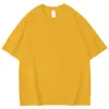 Camiseta de Manga Corta Gruesa Estilo Japonés de Algodón Puro 260g para Hombres y Mujeres, Corte Holgado, Color Sólido de Verano, Manga Media, Camiseta Básica Casual Simple