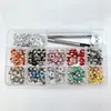Pedido mínimo de 300 juegos, 10 colores, ojales de cobre de 5 mm de diámetro interior, ojales metálicos coloridos, juego de herramientas para ojales