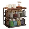 Estante de almacenamiento de escritorio para cafetera, juego de té, portavasos, especias de cocina, bocadillos, escritorio de oficina, almacenamiento multicapa universal tipo cajón