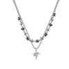 Collar de Cuentas Plateadas Negras para Mujer Ins Trendy Sentido de Diseño Nicho Doble Capa Apilado para Usar Accesorios Distintivos Decoración Exquisita de Alta Gama y a la Moda