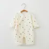 Ropa de Mariposa para Bebé Algodón Puro Doble Capa Protección de Barriga Primavera y Otoño Mono de Manga Larga Bata para Bebé Niño Pequeño Solapa Diagonal Cierre de Cordones Traje para Gatear