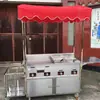 Estufa de Gas del Fabricante, Teppanyaki, Carrito de Comida Callejera Nocturna, Freidora, Carrito Multifuncional para Puesto, Equipo Estándar para Tofu Frito y Arroz Frito