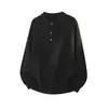 Suéter Masculino Henley de Manga Longa Americano para Primavera e Outono Malha Respirável Solta Marca Moderna Simples Toque de Luxo Top