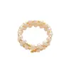 Pulseira Aberta de Duas Camadas com Pérolas e Cristais de Diamante, Pulseira de Luxo Leve e de Alta Qualidade, Elegante, Moderna e Exquisite, Pulseira Versátil para Mulheres