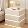 Mesita de Noche Flotante con Tres Cajones, Madera Maciza Simple, Carga Inalámbrica Moderna, Mesa de Noche Multifuncional Todo en Uno de Lujo Moderno para Dormitorio del Hogar