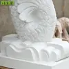 Fornecimento de Esculturas de Leão Cauda de Peixe em Mármore Branco, Esculturas de Leão Animal Cuspidor d'Água em Estilo Europeu, Artesanato e Enfeites Quadrados