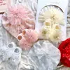 Conjunto de Gorro y Calcetines para Bebé Niña, Gorro de Hilo Floral, Gorro Protector de Fontanela para Recién Nacido, Gorro Indio