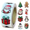 Adesivos de Papai Noel transfronteiriços 500 unidades/rolo, removíveis, à prova d'água, adesivos redondos para decoração de presentes