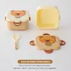 Serie Capibala Fiambrera de Plástico Fiambrera Portátil con Cuchara Fiambrera para Estudiantes Apta para Microondas Fiambrera
