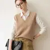 Chaleco de Cachemira Versátil Casual Estilo Coreano Sensación de Alta Gama para Mujer de Punto con Cuello en V Sin Mangas Prenda Interior para Superponer Chaleco de Lana