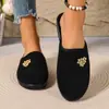 Pantuflas de Primavera y Otoño Bordadas sin Cierre al por Mayor, Pantuflas de Punta Cerrada, Tacones de Cuña, Pantuflas Bordadas de Estilo Chino con Suela Gruesa para Uso en Casa en Primavera