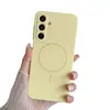 Capa de Celular Magnética Forte de Silicone Líquido Imitado com Furos Finos e Cor Sólida para Samsung S25/S24/S23 Huawei