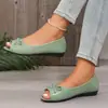 Comércio Exterior Transfronteiriço Plus Size Primavera/Outono 2026 Novo Estilo Sapatos Rasos Femininos Peep-toe, Sapatos de Moda Europeus e Americanos com Laço
