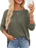 Nova blusa feminina canelada 2026 Amazon pullover transfronteiriço malha solta casual manga longa camiseta