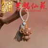 Escultura em madeira de pessegueiro dos doze animais do zodíaco, chaveiros para carro com borlas, pingentes criativos e fofos de animais de desenho animado para homens e mulheres
