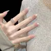 Cat-Eye Suave Captador de Luz Estilo Francés en Gradiente de Color Nude, Arte de Uñas Hecho a Mano con Cuentas de Vidrio Sencillas, Uñas Portables Disponibles para Mayorista