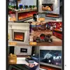 Chimenea Digital Personalizada Fuego Simulado Decorativa Empotrada Sala de Estar Calentador de Llama Falsa Gabinete de TV Piso Hogar