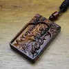 Pingente de Madeira de Jucá Atingida por Raio Natural de Raposa de Nove Caudas para Homens e Mulheres, Pingente de Token de Flor de Pessegueiro para Casamento, Dupla Face Esculpido à Mão
