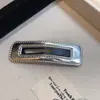 Grampo de Cabelo Argola de Couro Prata Coração Gota d'Água Forma Geométrica Clipe para Franja Acessórios de Cabelo de Alta Qualidade Adorno de Cabeça Menina Coreana Clipe Lateral