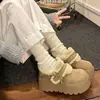Sapatos de Neve de Algodão com Solado Grosso Feminino Inverno 2026 Novo Estilo Plus Veludo Engrossado Antiderrapante Outdoor Quente Aumento de Altura Sapato Retro Birkenstock