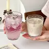 Vaso de Vidrio Transparente con Relieve Estilo Lujo Ligero, Tazón de Helado Específico para Restaurante, Copa de Champaña, Copa de Vino Tinto con Patrón Creativo de Pergamino