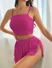 Conjunto de shorts com alça simples de cor sólida, estilo europeu e americano, novo, simples, para o verão, feminino, slim fit, transfronteiriço 2026