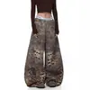 Jeans Vintage Lavado para Mulheres de Comércio Exterior para o Verão, Caimento Solto, Valoriza o Corpo, Modela as Pernas, Calça Flare para Dança Jazz