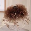 Canruo Estrellas 2024 Otoño e Invierno Nuevo Pinza de Pescado Peluda de Lujo Ligero con Borlas de Perlas Pinza de Pescado Peluda Todo Fósforo Accesorios para el Cabello