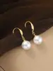 Brincos de Gancho Simples com Pérolas, Vendidos em Larga Escala no Exterior, Brincos de Cobre Banhados a Ouro, Acessórios Versáteis e Elegantes, Atacado de Joias de Alto Padrão