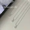 Colar com Pingente Oval de Zircônia em Prata Esterlina S925 para Mulheres, Corrente Fina de Bolinhas Redondas de Luxo Discreto, Corrente de Clavícula Versátil da Moda