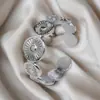 Anillo Geométrico de Acero Inoxidable con Diseño Hueco de Amazon, Joyería Ajustable de Acero de Titanio para Mujer, Pulsera de Cristal Natural