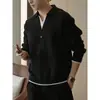 Estilo Old Money Suéter de Punto Falso Dos Piezas Color Café con Solapas para Hombre Otoño Invierno Estilo Perezoso Moda Caliente Prendas de Punto Ropa de Hilo Negro