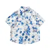 Camisa floral barroca vintage plus size 150kg para homens, camisa de manga curta com folha de bordo para férias na praia havaiana