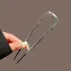 Grampo de Cabelo Estendido em Forma de U de Liga Metálica Estilo Coreano, Elegante e Simples Grampo Fosco para Coque, Grampo de Cabelo Estilo Preguiçoso Minimalista
